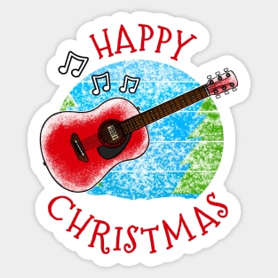 Christmas Acoustic Guitar Guitarist Musician Xmas 2022 Sticker